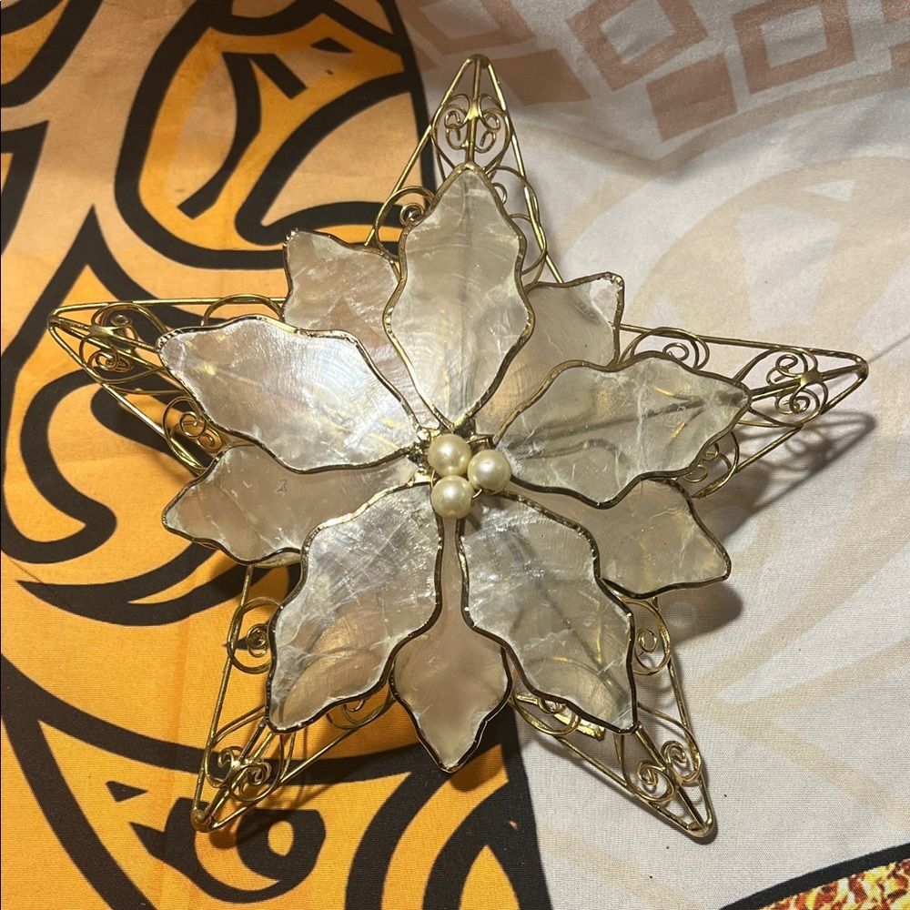Vintage 3D Capis Shell Star Ornament - Approx 8"